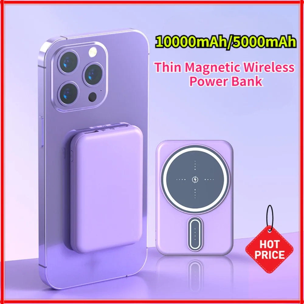 Slim Magnetic Power Bank- 5000mAh & 10,000mAh for Iphone Magsafe